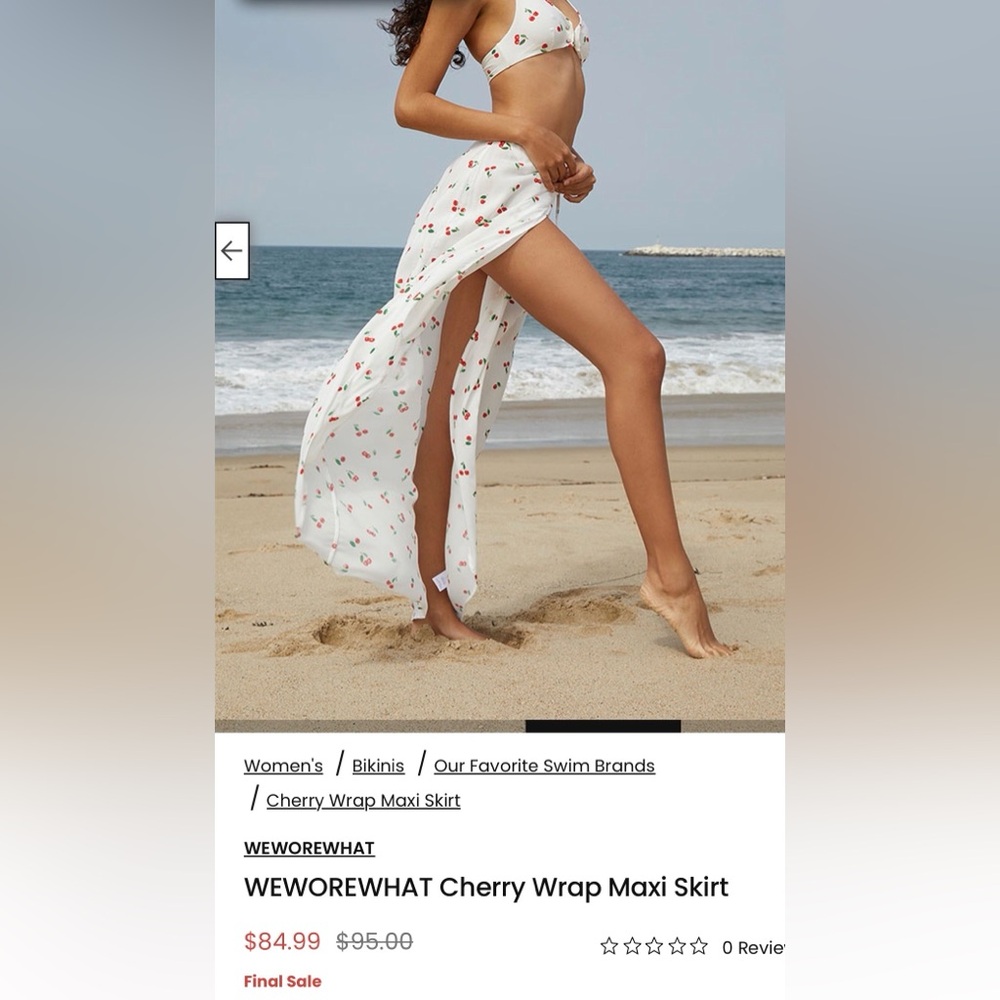 WeWoreWhat Cherry Print Wrap Maxi Skirt - White